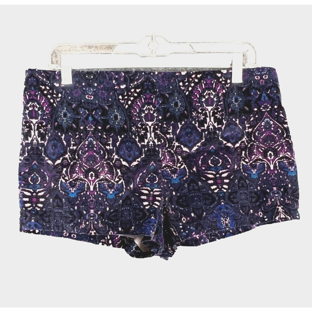 Ecote Velvet Micro Shorts Womens 10 Hot Pants Paisley Boho Mini Hippie Festival